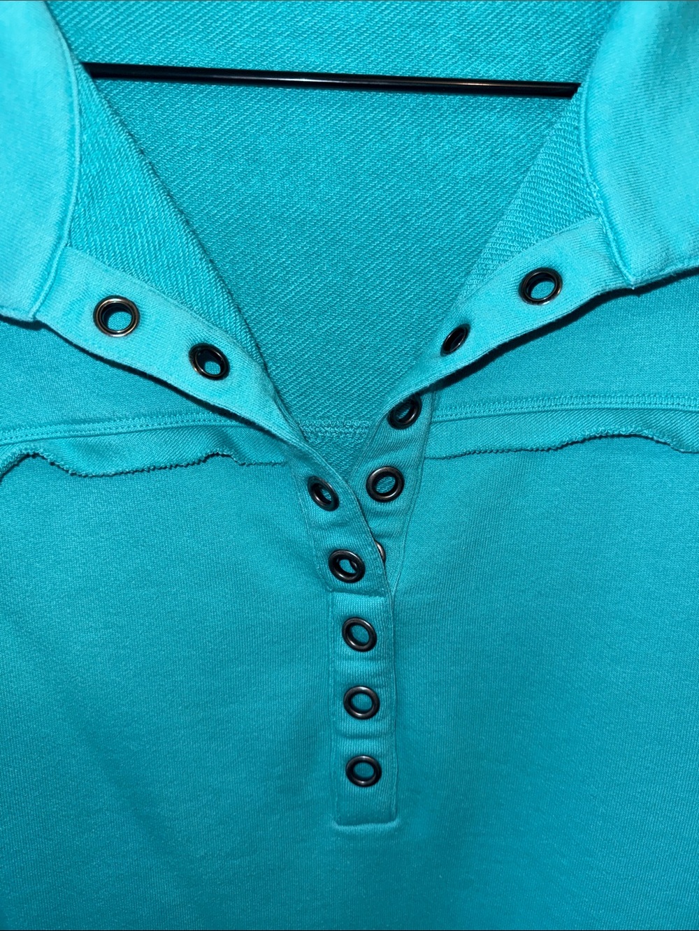 Soft Surroundings Teal Button-Front Pullover - Picture 2 of 2